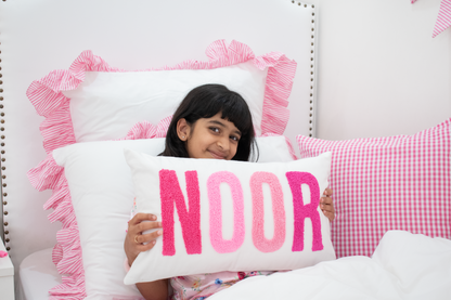 Personalized Punch Needle Pillow Cover- Pinks