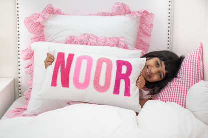 Personalized Punch Needle Pillow Cover- Pinks
