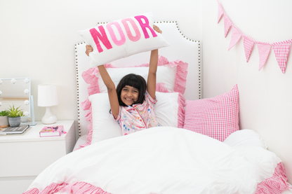 Personalized Punch Needle Pillow Cover- Pinks