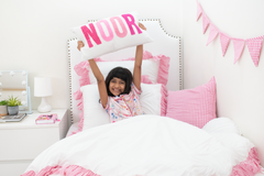 Personalized Punch Needle Pillow Cover- Pinks