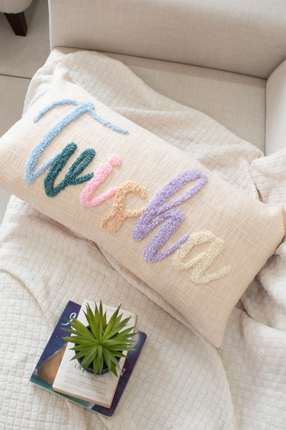 Personalized 2 Sided Pillow Cover with colored Back- PRE SELECTED