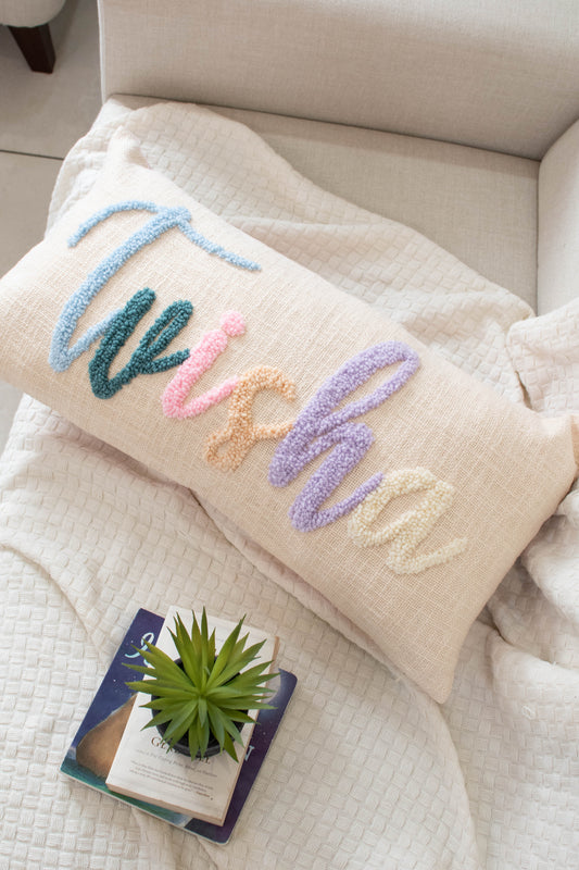 Personalized 2 Sided Pillow Cover with colored Back- PRE SELECTED
