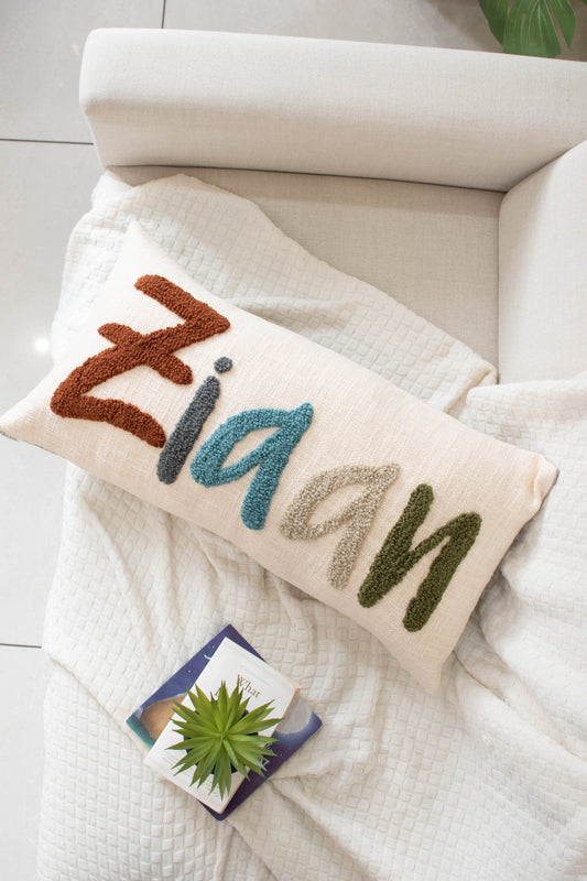 Personalized 2 Sided Pillow Cover with colored Back- PRE SELECTED