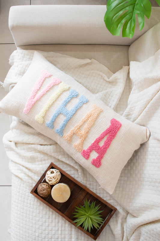 Personalized 2 Sided Pillow Cover with colored Back- PRE SELECTED
