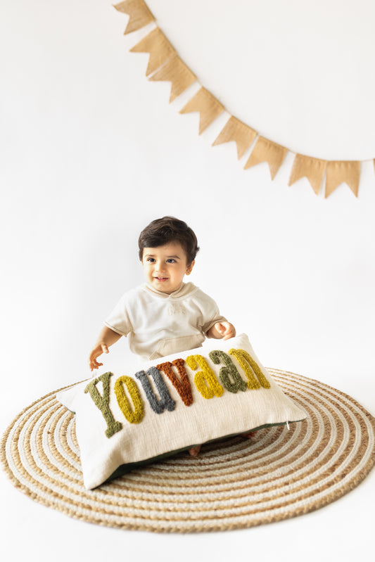 Personalized 2 Sided Pillow Cover with colored Back- PRE SELECTED