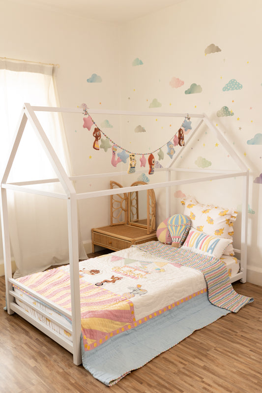 Carnival Applique Cotton Quilt for Kids with Kantha Work