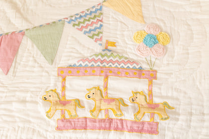 Carnival Applique Cotton Quilt for Kids with Kantha Work