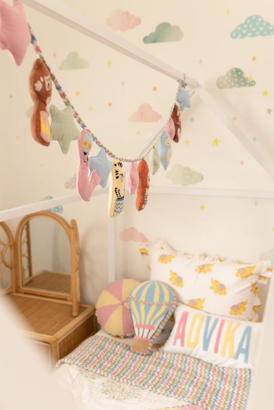 Carnival Applique Cotton Quilt for Kids with Kantha Work