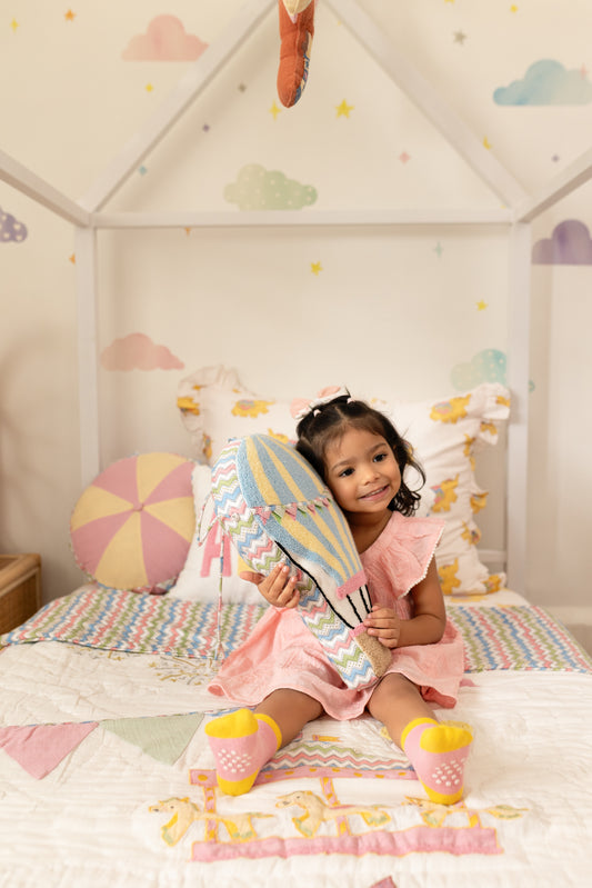 Carnival Applique Cotton Blanket for Kids with Kantha Work