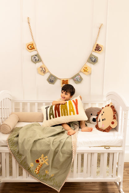 Personalized Pillow Covers with Punch Needle Embroidery- Jeep Jungle Safari