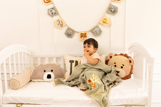 Jeep Jungle Safari Applique Cotton Blanket for Kids with Kantha Work