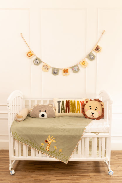 Jeep Jungle Safari Applique Cotton Blanket for Baby with Kantha Work