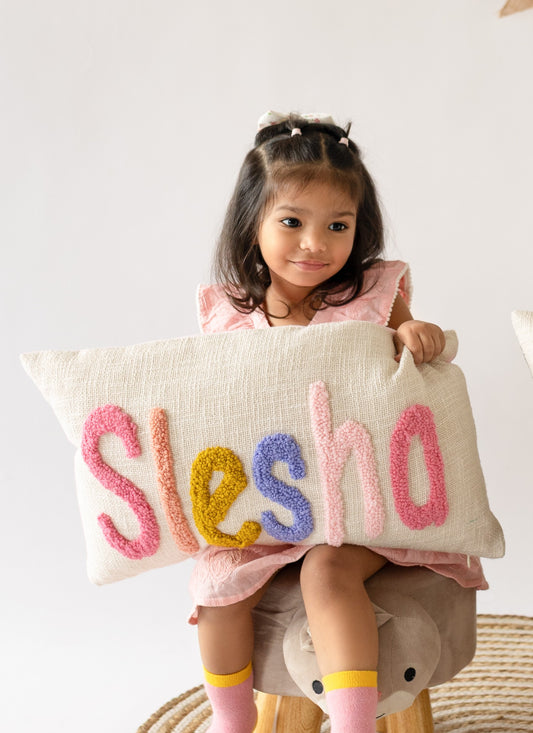 Personalized 2 Sided Pillow Cover with colored Back- PRE SELECTED