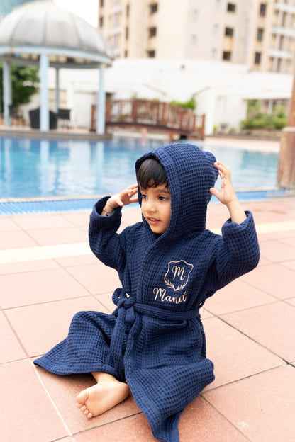 Monogram Emblem Waffle Bath Robe