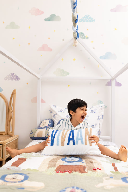 Wild & Free Lions Applique Cotton Quilt for Kids with Kantha Work