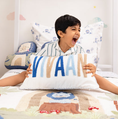 Wild & Free Lions Applique Cotton Blanket for Kids with Kantha Work