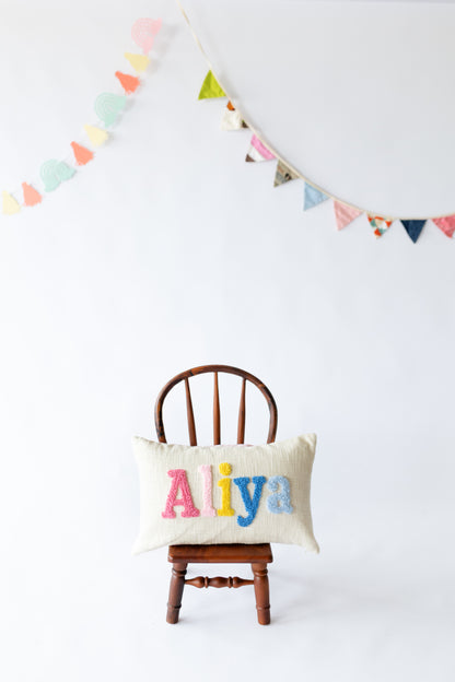 Personalized Punch Needle Home Decor Pillow Covers- Baby Pink