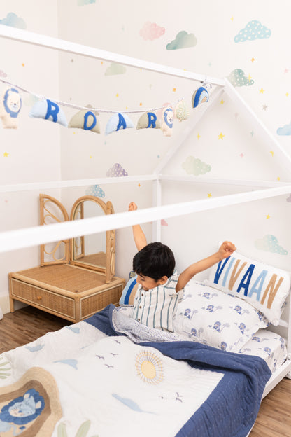 Wild & Free Lions Applique Cotton Quilt for Kids with Kantha Work