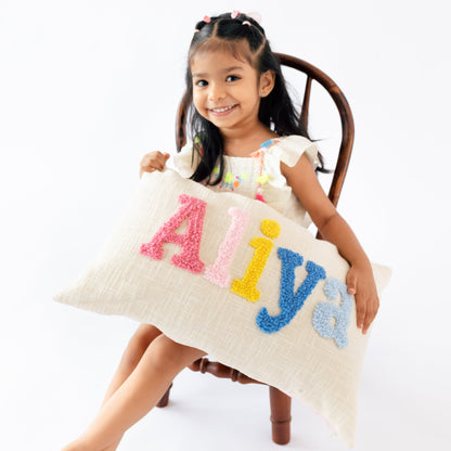 Personalized Punch Needle Home Decor Pillow Covers- Baby Pink