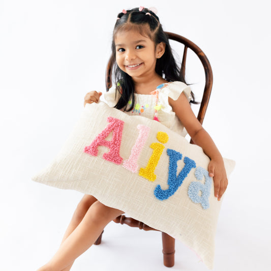 Personalized Punch Needle Home Decor Pillow Covers- Baby Pink