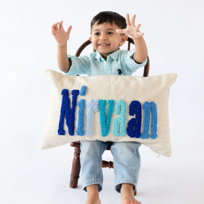 Custom Punch Needle Accent Pillow Covers- Baby Blue
