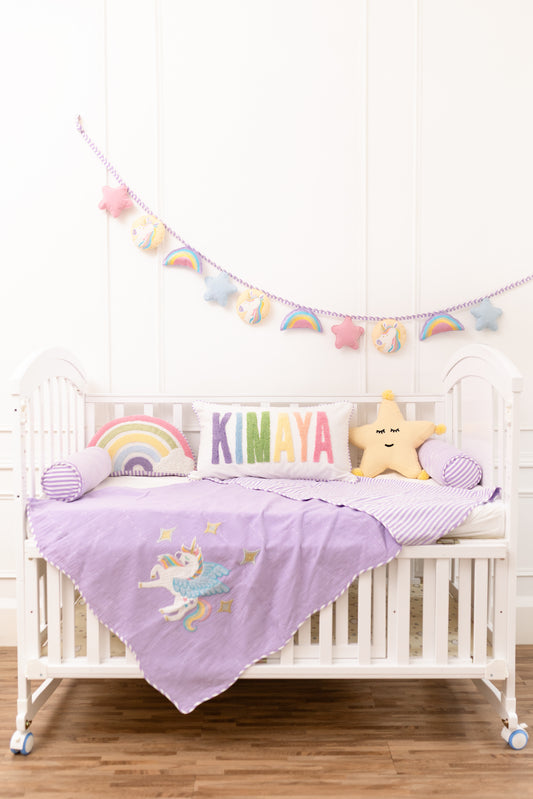Personalized Pillow Covers with Punch Needle Embroidery- Magical Unicorns
