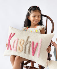 Custom Punch Needle Name Cushion Covers- Baby Pink