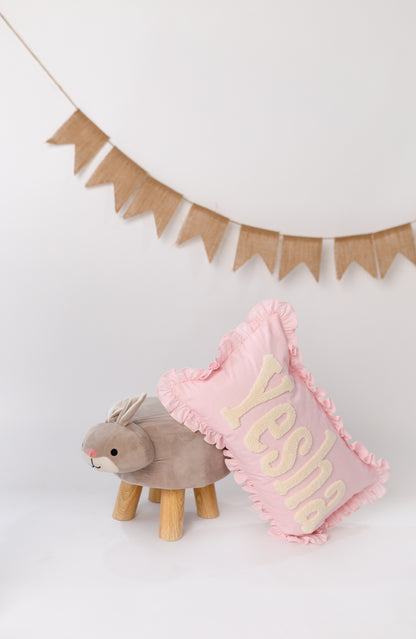 Personalized Pillow Cover with Ruffles