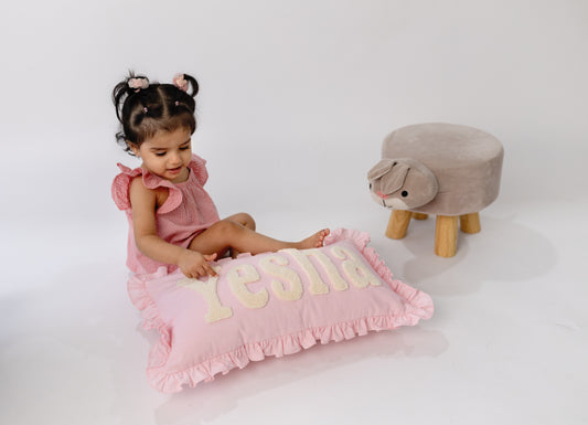 Personalized Pillow Cover with Ruffles