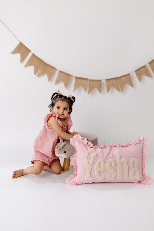 Personalized Pillow Cover with Ruffles