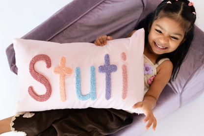 Personalized Punch Needle Pillow Covers for Gifts- Baby Pink