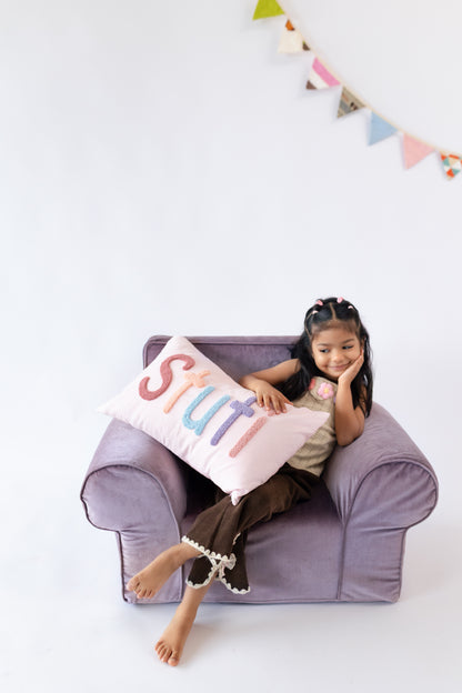 Personalized Punch Needle Pillow Covers for Gifts- Baby Pink