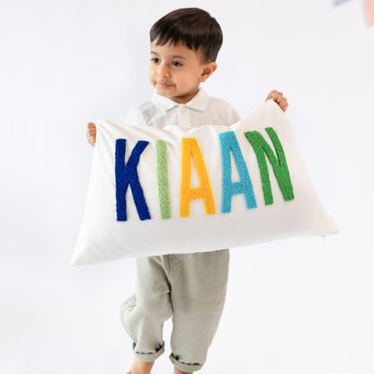 Custom Embroidered Throw Pillow Cover- Off White