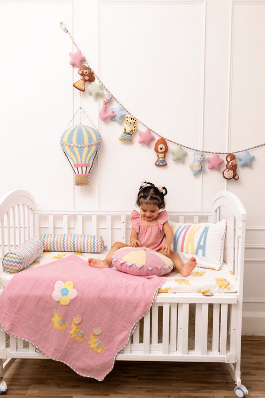 Carnival Applique Cotton Blanket for Kids with Kantha Work