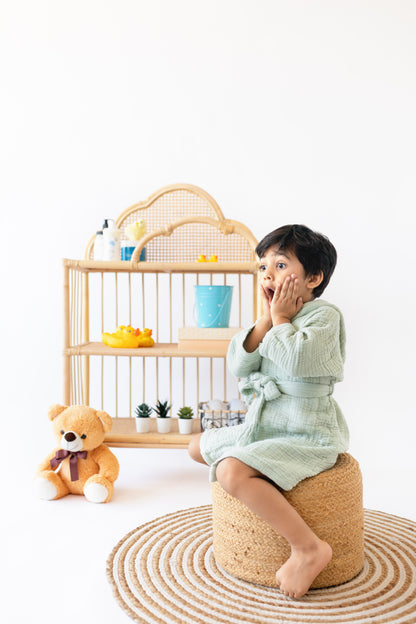 Personalized Organic Wrinkle Muslin Bath Robe, 4 Layer