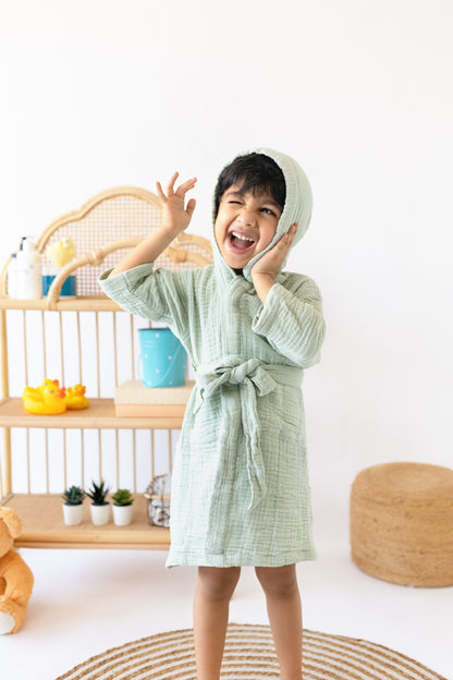 Personalized Organic Wrinkle Muslin Bath Robe, 4 Layer