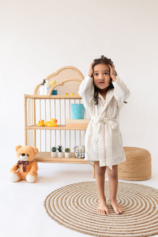 Personalized Organic Double Gauze Bath Robe with Piping