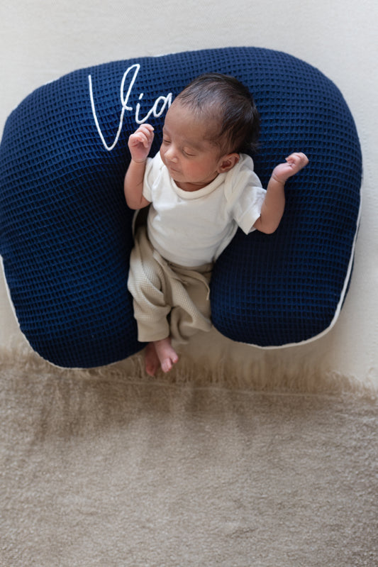 Personalized Organic Nursing Pillow Cover, Waffle