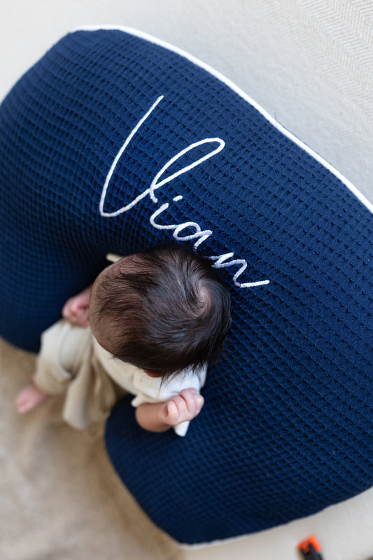Personalized Organic Nursing Pillow Cover, Waffle