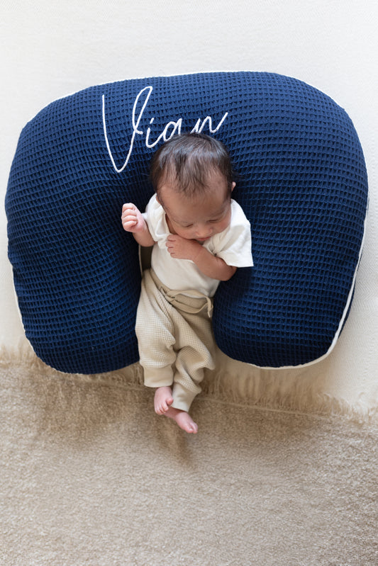 Personalized Organic Nursing Pillow Cover, Waffle