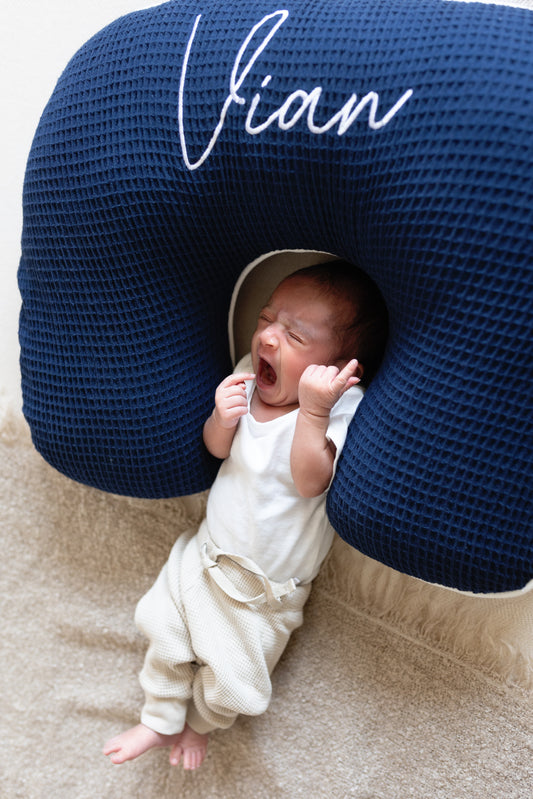 Personalized Organic Nursing Pillow Cover, Waffle