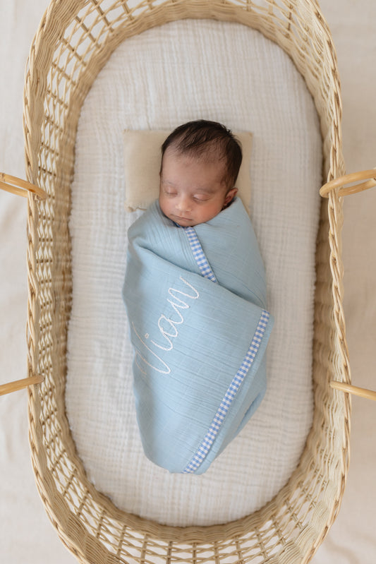 Organic Double Gauze Swaddle Check Weave Muslin, Pack of 1