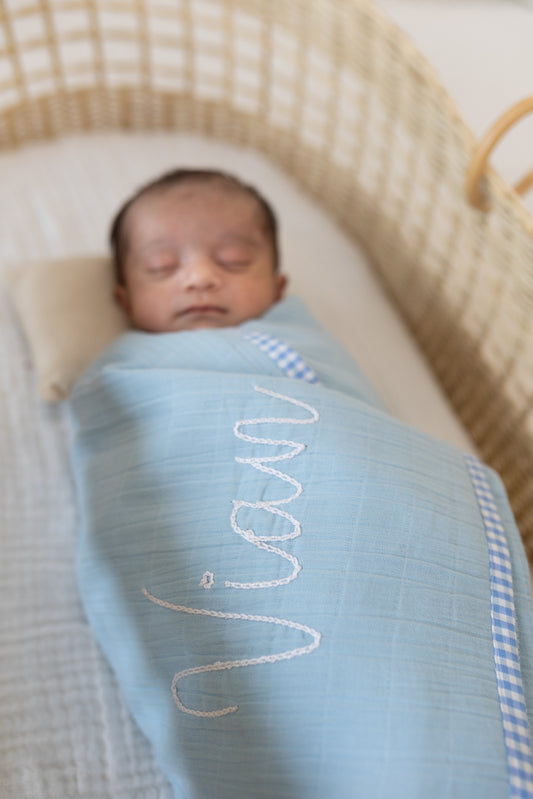 Organic Double Gauze Swaddle Check Weave Muslin, Pack of 1