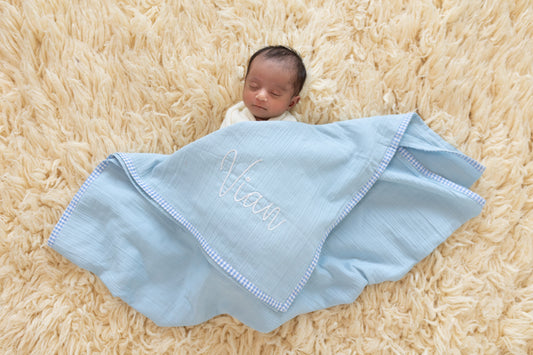 Organic Double Gauze Swaddle Check Weave Muslin, Pack of 1