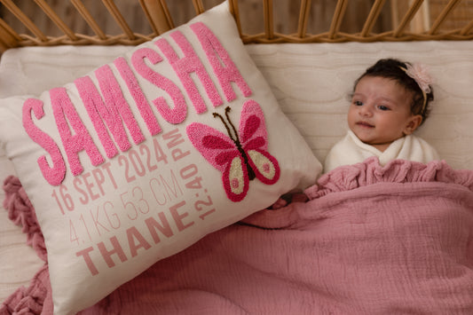 Two Sided Blankets, Organic Wrinkle Muslin 8 Layer with Ruffles