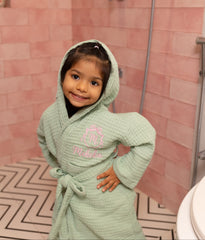 Monogram Emblem with Bow Waffle Bath Robe
