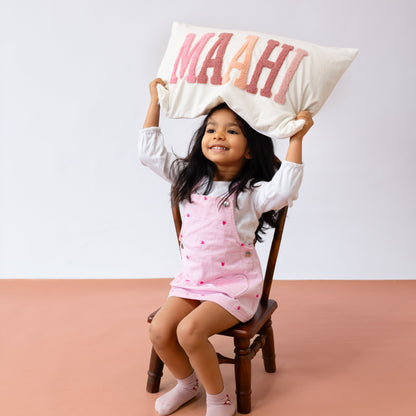 Custom Name Punch Needle Pillow Cover- Off White