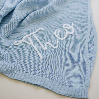 Custom Name Knitted Baby Blankets- 100% Cotton