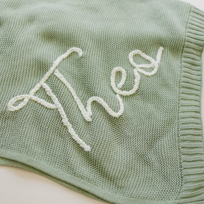 Custom Name Knitted Baby Blankets- 100% Cotton