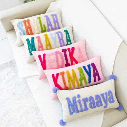 Custom Punch Needle Accent Pillow Covers- Baby Blue